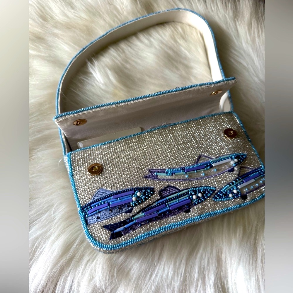 Anthropologie THE FIONA BEADED BAG: FOOD & DRINK EDITION 97579502 Sardines Fish - Picture 2 of 6